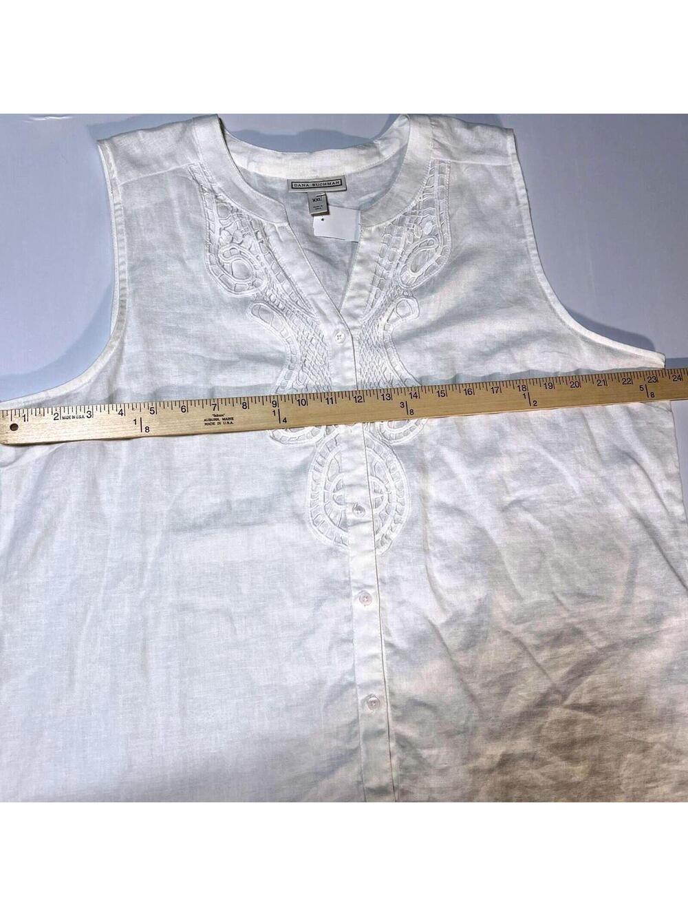 Dana Buchman Cream White Sleeveless Linen Rayon Blend Top XXL NWT - Picture 5 of 8